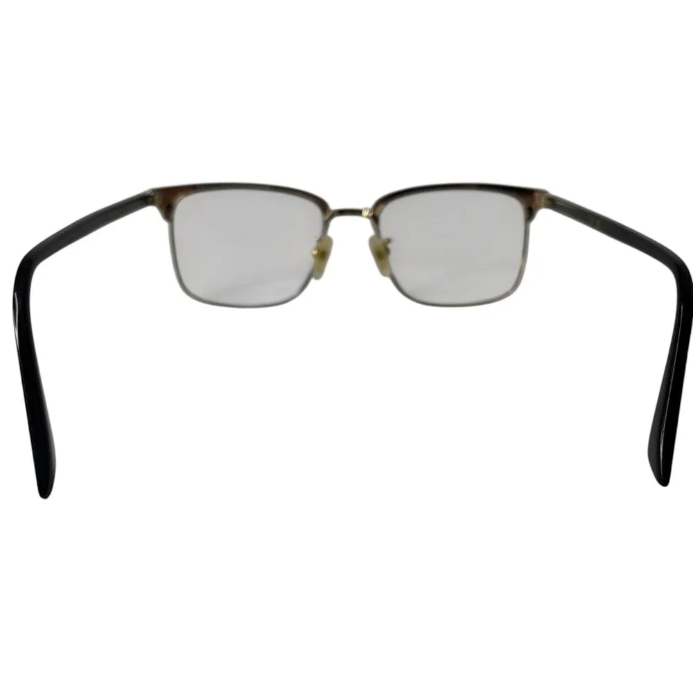 Gucci GG0131O 001 Eyeglass Frames Black Gold Rectangle Italy 53-18-145